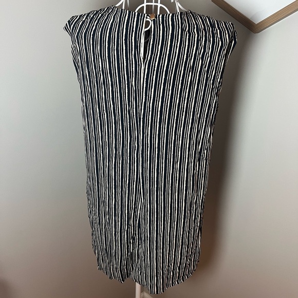 MM Lafleur Black Cream Striped Sleeveless Nell Tunic Shell Top Medium Blouse - Picture 6 of 9